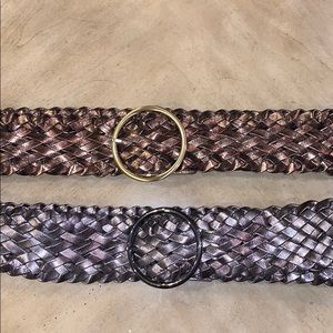 Metallic brown and black belts